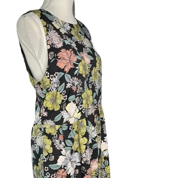 LOFT Black Floral Sleeveless Maxi Dress with Side Slits Size 14 - Picture 5 of 15